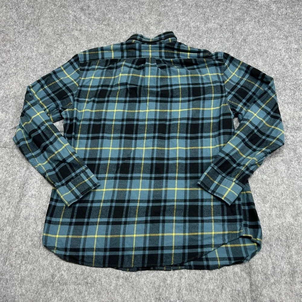 Banana Republic Shirt Mens L Blue Plaid Flannel Long Sleeve Button Casual Fall